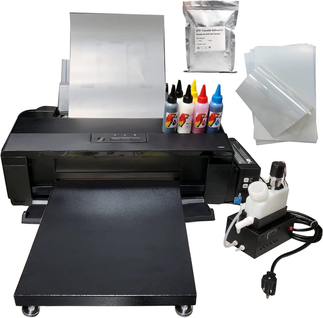 A3+ DTF Transfer Heat Printer L1800 Printer Direct to Film for Cloth or Fabrics, Leather, Toys, Swimwear, Handicrafts, T Shirt, Pillow - BLACK