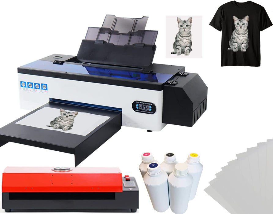 PUNEHOD A3 DTF Printer,L1800 Transfer Printer with White Ink Circulatory  for DIY Direct Print T-Shirts, Hoodie,Fabrics (DTF Printer + Oven)