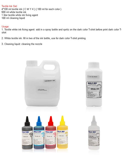 A4 DTG Printer T-Shirt Printing Machine DTG Machine for Shirts/Onesies/Socks/Bags, with Textile Ink