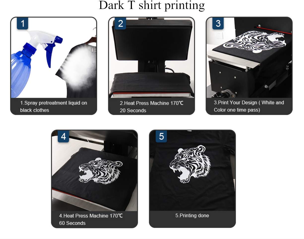 HRM A4 DTG T-Shirts Printer Machine Multicolor DTG Printer Tshirts Machine for Both Dark &amp; Light Clothes Printing