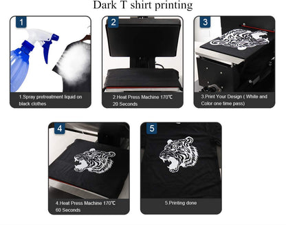 HRM A4 DTG T-Shirts Printer Machine Multicolor DTG Printer Tshirts Machine for Both Dark &amp; Light Clothes Printing