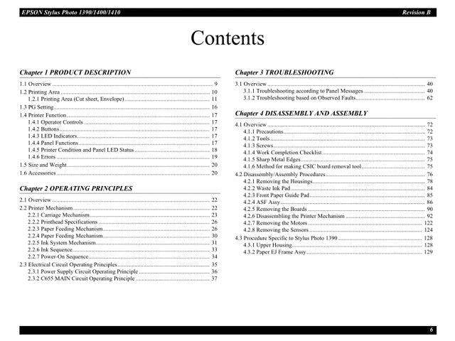 EPSON StylusPhoto 1390 1400 1410 Service Manual