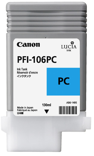 Canon PFI-106PC Photo Cyan Ink Tank (130ml) for imagePROGRAF iPF6300, iPF6300S, iPF6350, iPF6400, iPF6400S, iPF6450 - 6625B001AA