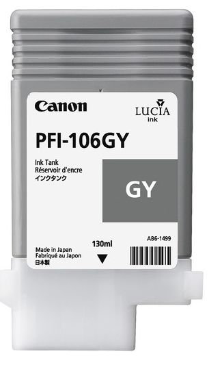 Canon PFI-106GY Gray Ink Tank (130ml) for imagePROGRAF iPF6300, iPF6300S, iPF6350, iPF6400, iPF6400S, iPF6450 - 6630B001AA