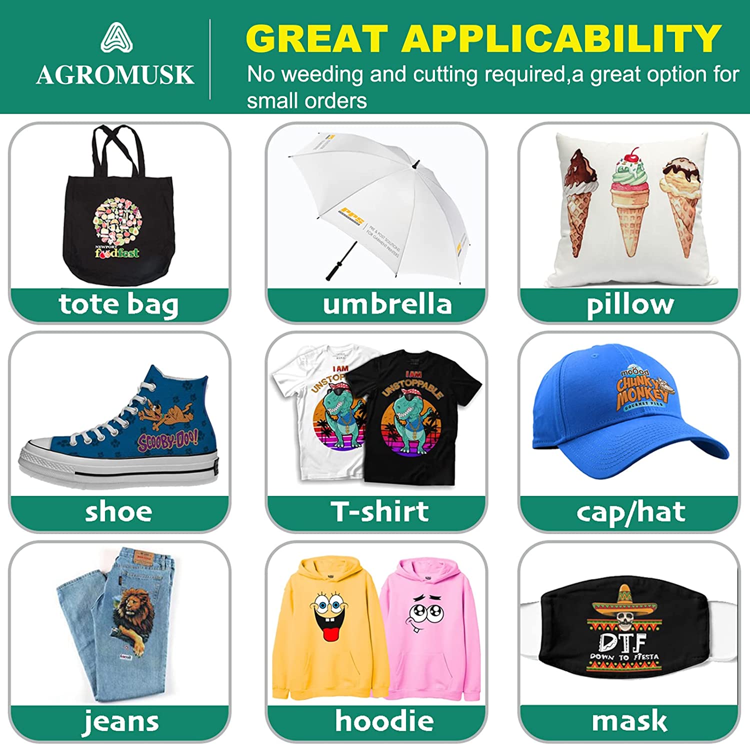 DTF Transfer Film (8.3" x 11.7") 50 Sheets PET Direct to Film Heat Transfer Paper for All DTF&amp;DTG Printer,Matte DTF Film for Sublimation Black White Light Dark Fabric T-Shirt