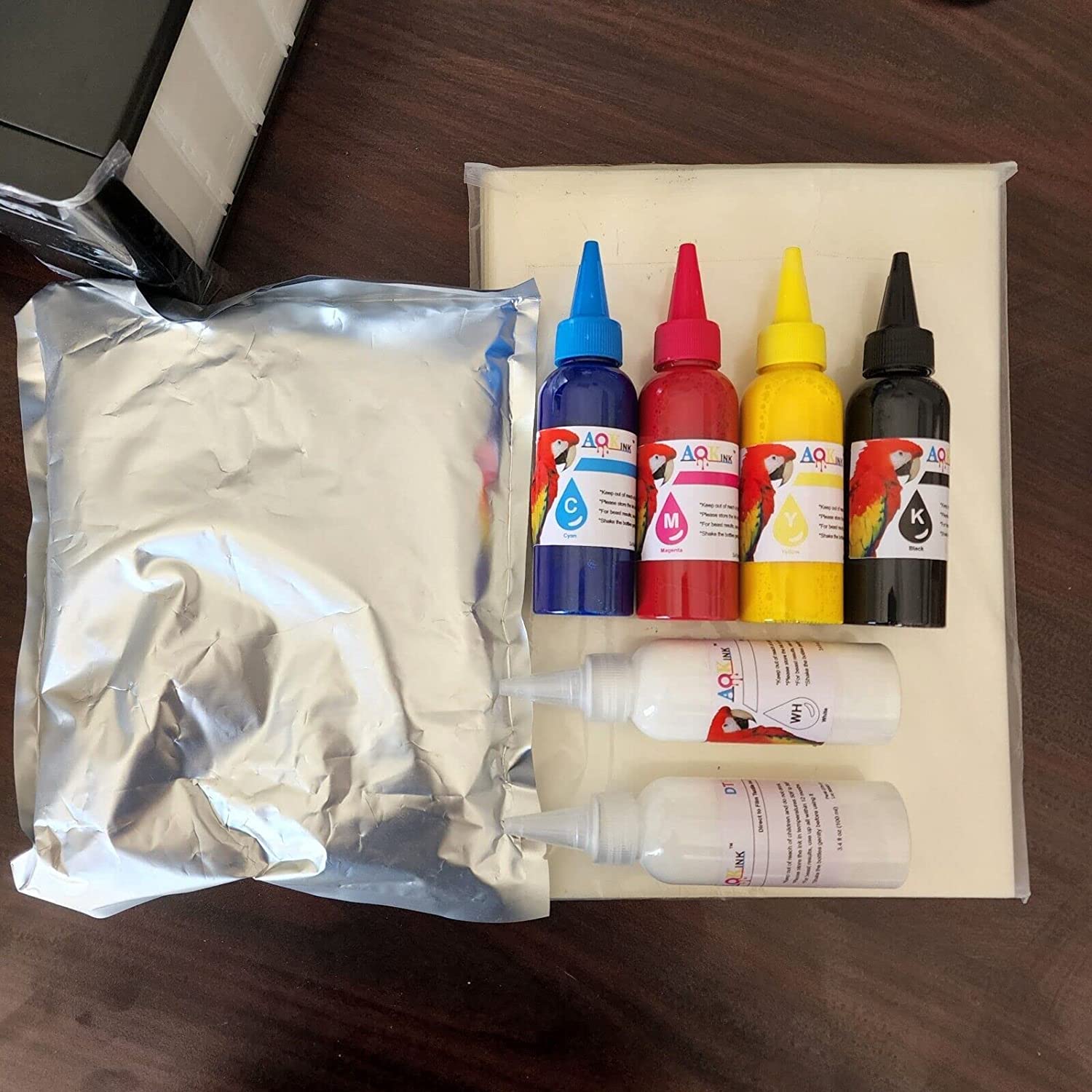 A4 L805 DTF T-Shirts Printer Machine for Fabrics, Leather, Toys, Swimwear, Handicrafts, T Shirt, Pillow, Other Textile.(DTF Printer + 6X 100ml Ink+100pcs PET Film) - Black