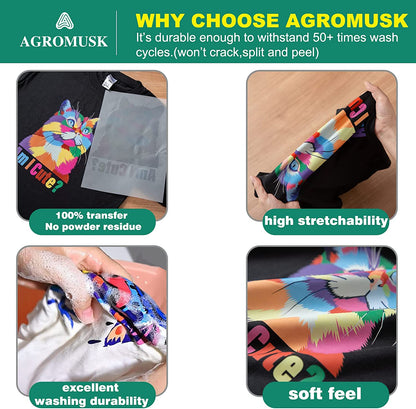 DTF Transfer Film (8.3" x 11.7") 50 Sheets PET Direct to Film Heat Transfer Paper for All DTF&amp;DTG Printer,Matte DTF Film for Sublimation Black White Light Dark Fabric T-Shirt