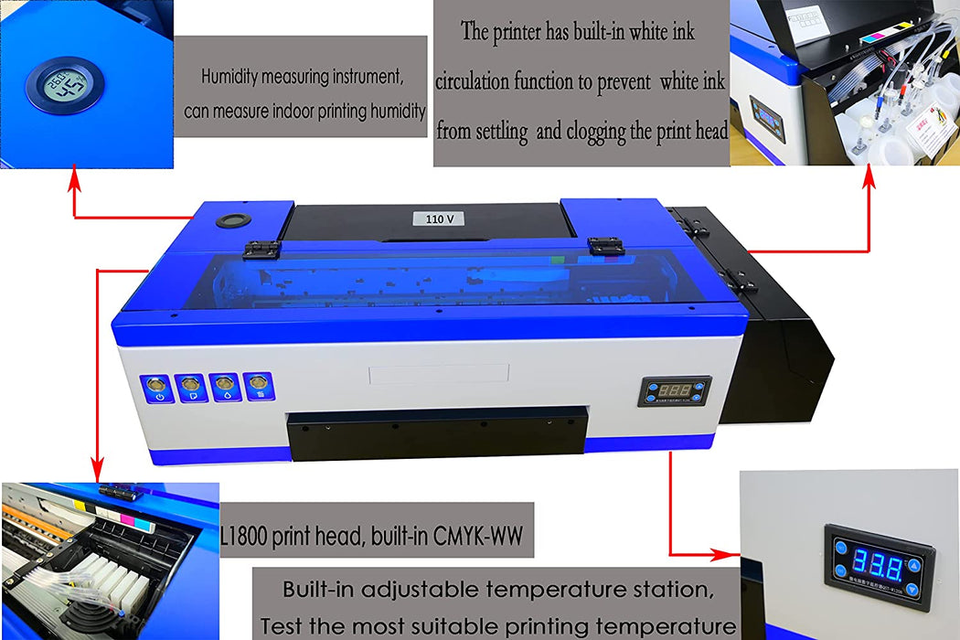  DTF L1800 Transfer Printer with Roll Feeder, Direct to Film  Print Preheating A3 DTF Printer for DIY Print T-Shirts, Hoodie, Fabrics (A3  DTF Printer) : Office Products