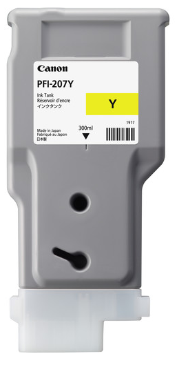Canon PFI-207Y Yellow Ink Cartridge (300ml) for imagePROGRAF iPF680, iPF685, iPF780, iPF785 - 8792B001AA