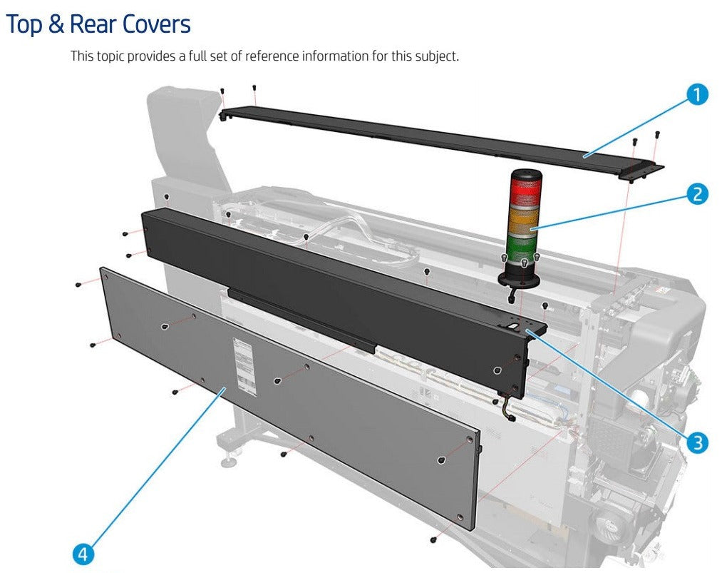 Back Cover for HP Latex 630, 630W, 700W, 800W Printers (Y0U21-67099) - New
