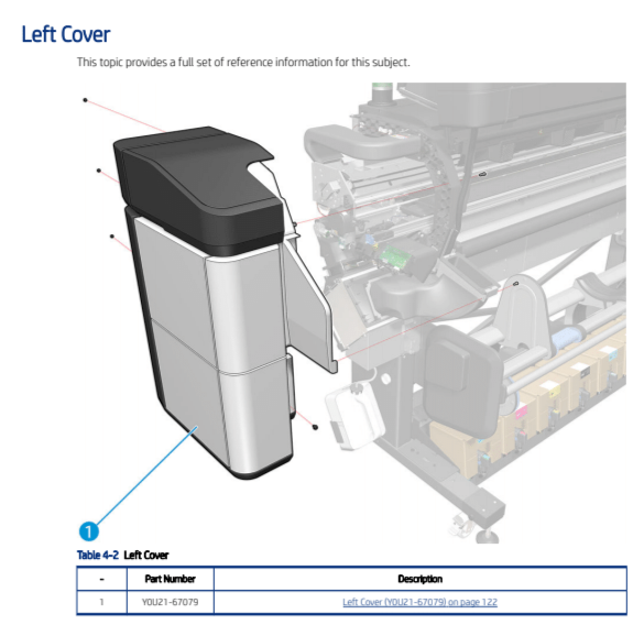 Left Cover for HP Latex 700W Printer (Y0U21-67079)