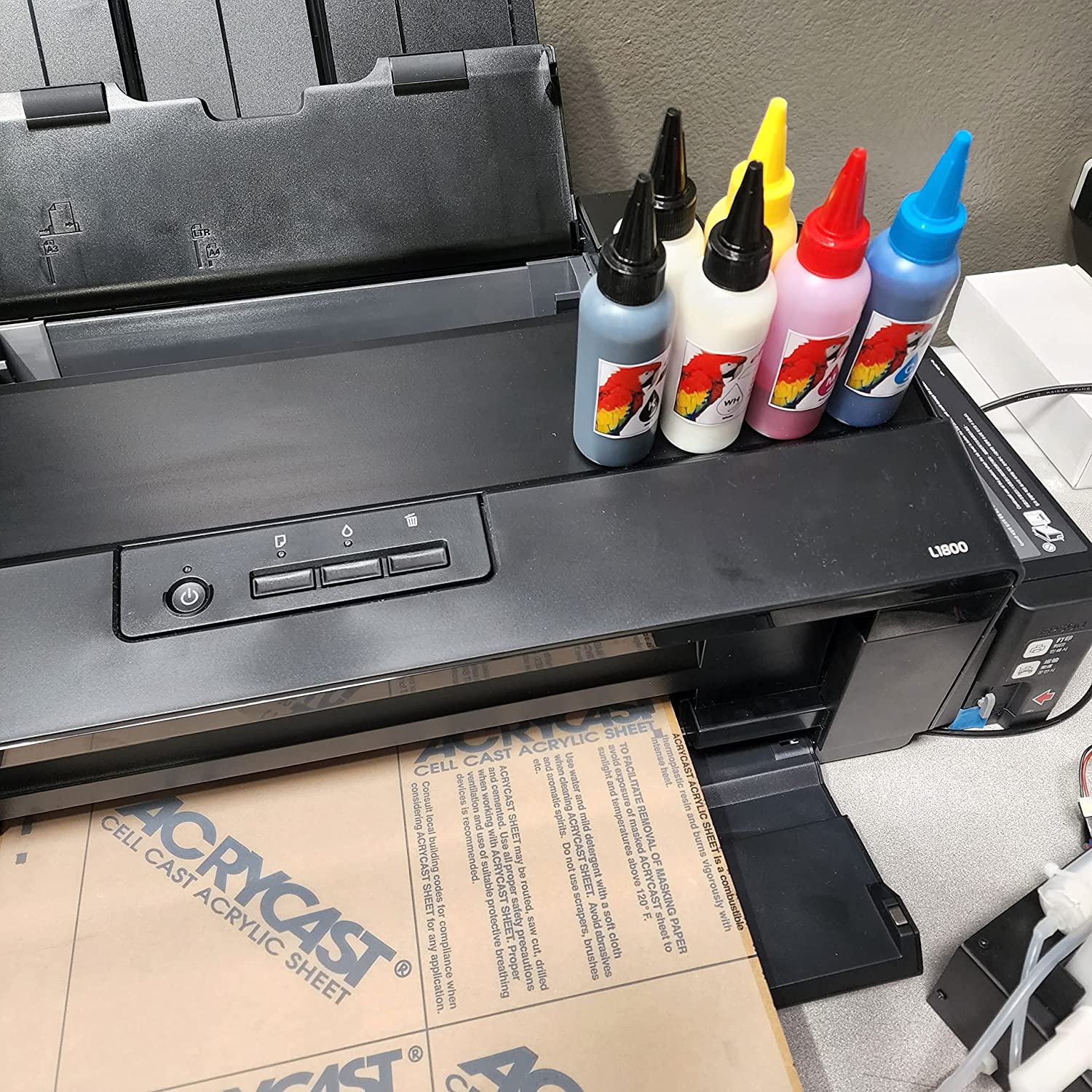 A3+ DTF Transfer Heat Printer L1800 Printer Direct to Film for Cloth or Fabrics, Leather, Toys, Swimwear, Handicrafts, T Shirt, Pillow - BLACK