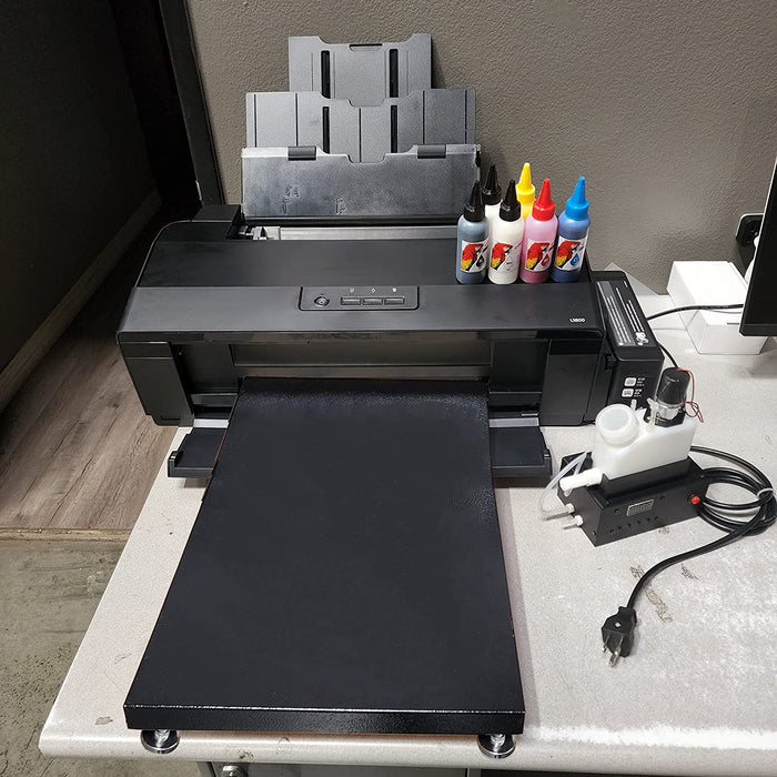 A4 L805 DTF T-shirts Printer Machine for Fabrics, Leather, Toys, Swimwear, Handicrafts, T Shirt, Pillow, Other Textile.(DTF Printer + 6X 100ml Ink