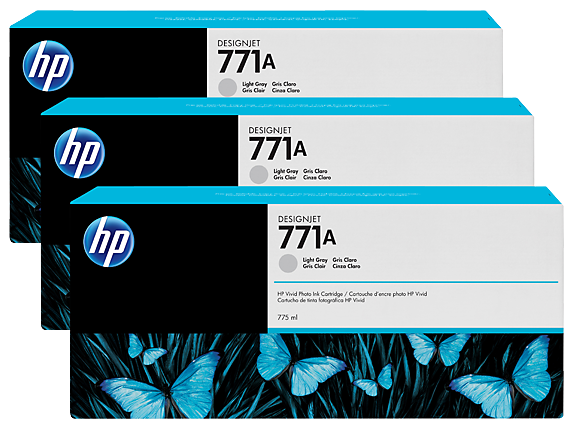HP 771A 775ml Light Gray DesignJet Ink Cartridge 3-pack for HP DesignJet Z6200, Z6600, Z6610, Z6800, Z6810 - B6Y46A