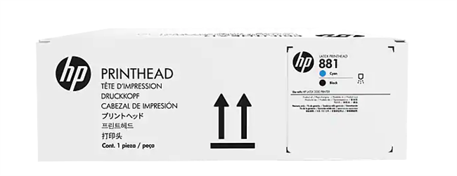 HP 881 Cyan/Black Latex Printhead for HP Latex 1500, 3000, 3100, 3200, 3500, 3600, 3800 - CR328A