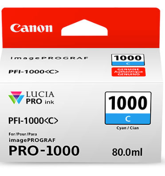 Canon PFI-1000 Cyan Ink Tank 80ml for imagePROGRAF PRO-1000 ...