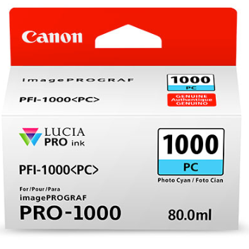 Canon PFI-1000 Photo Cyan Ink Tank 80ml for imagePROGRAF PRO-1000 - 0550C002AA www.wideimagesolutions.com Parts and Inks 60.00