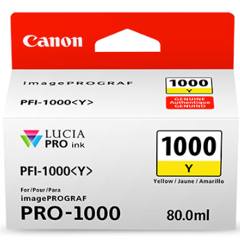 Canon PFI-1000 Yellow Ink Tank 80ml for imagePROGRAF PRO-1000 - 0549C002AA www.wideimagesolutions.com Parts and Inks 60.00