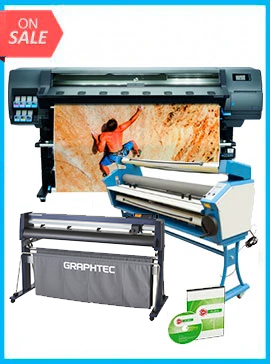 COMPLETE SOLUTION - Plotter HP Latex 335 New + GRAPHTEC CUTTER FC9000-160 64" (162.6 cm) Wide Cutter - New + Upgraded Ving 63" Full-auto Low Temp. Wide Format Cold Laminator, with Heat Assisted + Includes Flexi RIP Software www.wideimagesolutions.com Complete Solutions 18655.99
