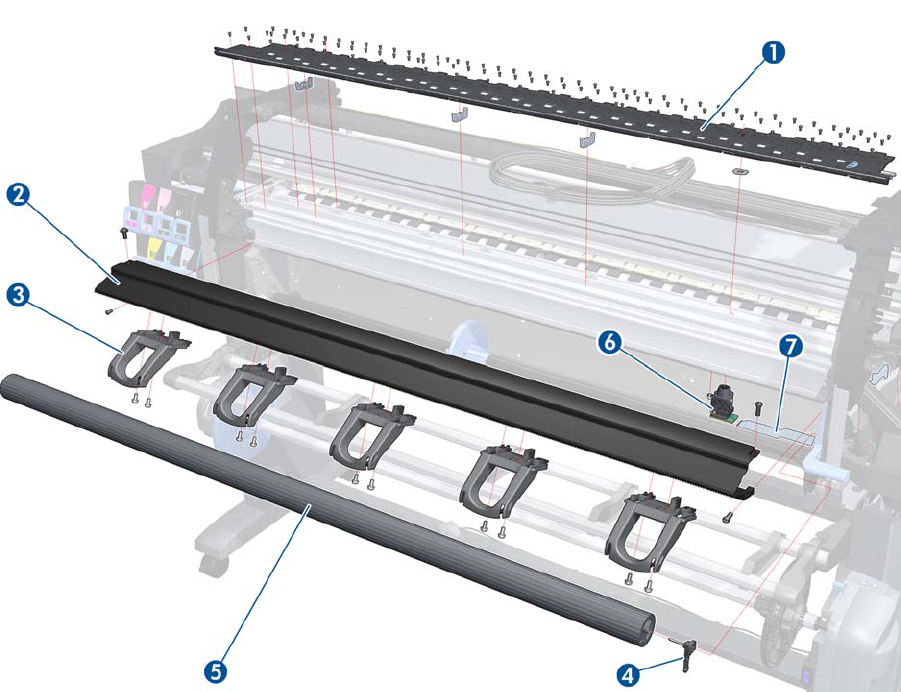 Output platen (front platen) assembly - For HP DesignJet 42-inch plotters Z6200 Z6100 (Q6651-60295)