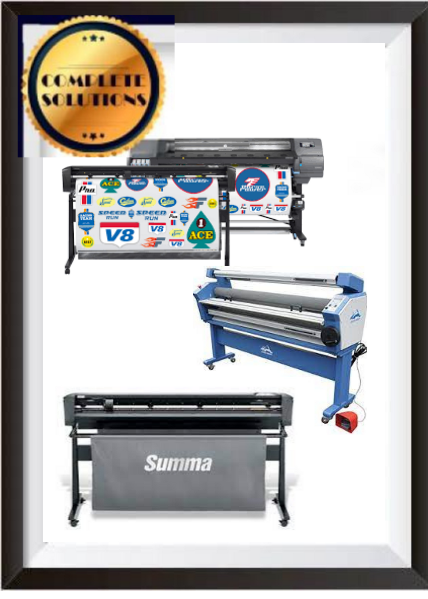 ON SALE - COMPLETE SOLUTION - HP Latex 335 64" Printer - Refurbished (90 Days, 1, 2, 3 or 4 Years Warranty) + Summa S Class 3 D160 62" Vinyl Cutter + 63" Full-auto Low Temp. Wide Format Cold Laminator, with Heat Assisted