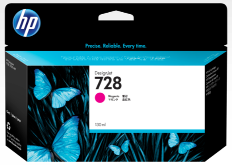 HP 728 130-ml Magenta DesignJet Ink Cartridge - F9J66A www.wideimagesolutions.com Parts and Inks 98.42