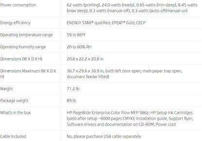 HP PageWide Enterprise Color Flow MFP 586z Printer