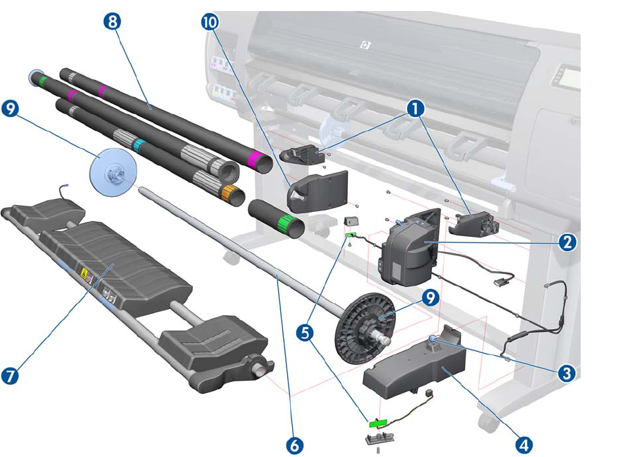 Take-Up Reel Spindle Hubs - For the HP DesignJet D5800, L25500, L26500, Z6100, Z6200, Z6600, Z6610, Z6800, Z6810 Series (Q6706-60901)