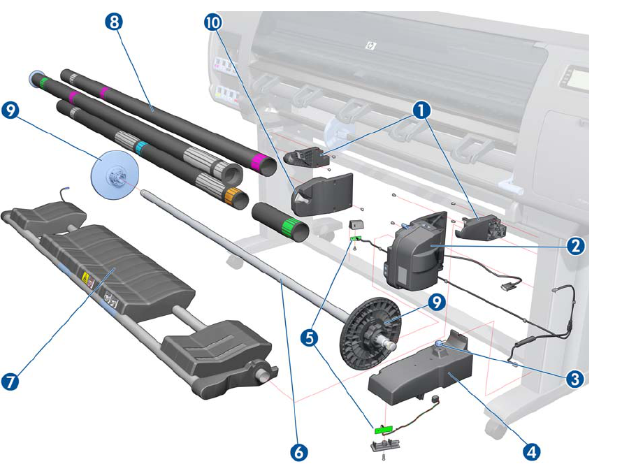 Take-Up Reel Receiver Sensor Housing Assembly for the HP DesignJet L25500, Z6100, Z6200, Z6600, Z6800 Series (CH955-67118)