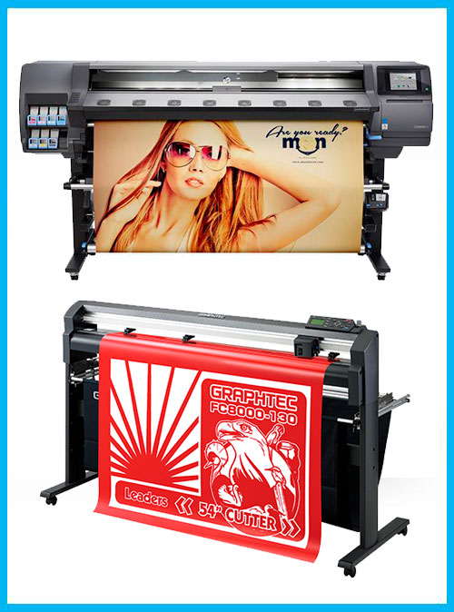 BUNDLE - HP Designjet 360 Latex 64in Printer - Refurbished (1 Year Warranty) + 54" Graphtec FC8000-130 Vinyl Cutting Plotter - Refurbished (1 Year Warranty)
