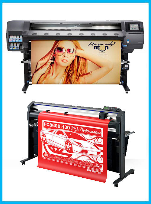 BUNDLE - HP Designjet 360 Latex 64in Printer - Refurbished (1 Year Warranty) + 54" Graphtec FC8600-130 Vinyl Cutting Plotter - Refurbished (1 Year Warranty)