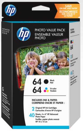 HP 64 Black/Tri-Color Photo Value Pack - Z2H77AN www.wideimagesolutions.com Parts and Inks 43.99