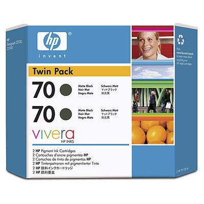 HP 70 Twin Pack Matte Black Ink cartridge for DesignJet Z2100 Z2100 Z3100ps GP Z3200 Z3200ps Z5200 www.wideimagesolutions.com Parts and Inks 100.00