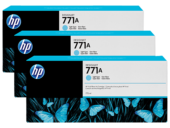 HP 771 3-pack 775-ml Ink Cartridge Lt Cyan - B6Y44A www.wideimagesolutions.com Parts and Inks 929.36