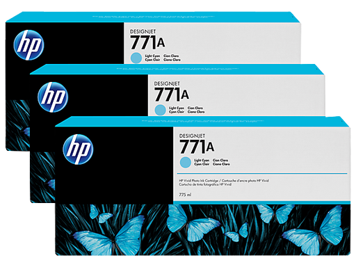 HP 771 3-pack 775-ml Ink Cartridge Lt Cyan - B6Y44A www.wideimagesolutions.com Parts and Inks 929.36