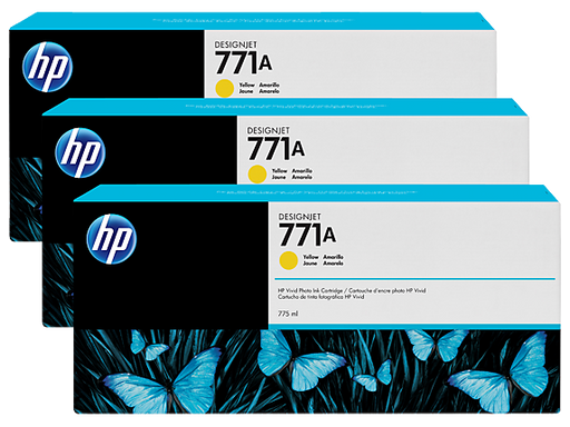 HP 771 3-pack 775-ml Ink Cartridge Yellow - B6Y42A www.wideimagesolutions.com Parts and Inks 929.36