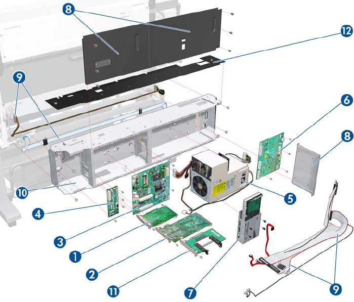 CQ105-67049 Electronics box cover - For the DesignJet T7100/T7200 printer series