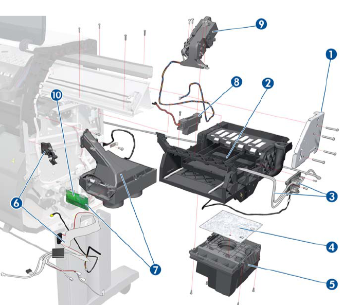 Service Station Assembly and Cable for the HP DesignJet T7100, T7200 Series (CQ105-67042) - NEW