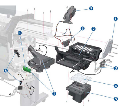 Service Station Assembly and Cable for the HP DesignJet T7100, T7200 Series (CQ105-67042) - NEW
