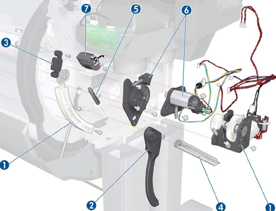 Multi-Roll Gear and Motor for the HP DesignJet T7100, T7200 Printers (CQ105-67010) - New