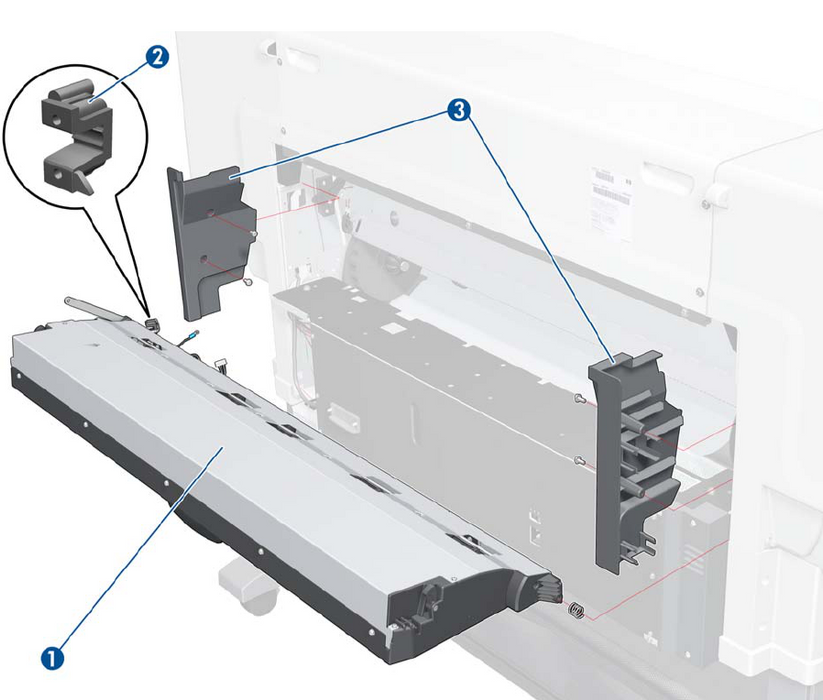 Left and right side rear trim assembly - For the DesignJet T7100/T7200 series (CQ105-67023)