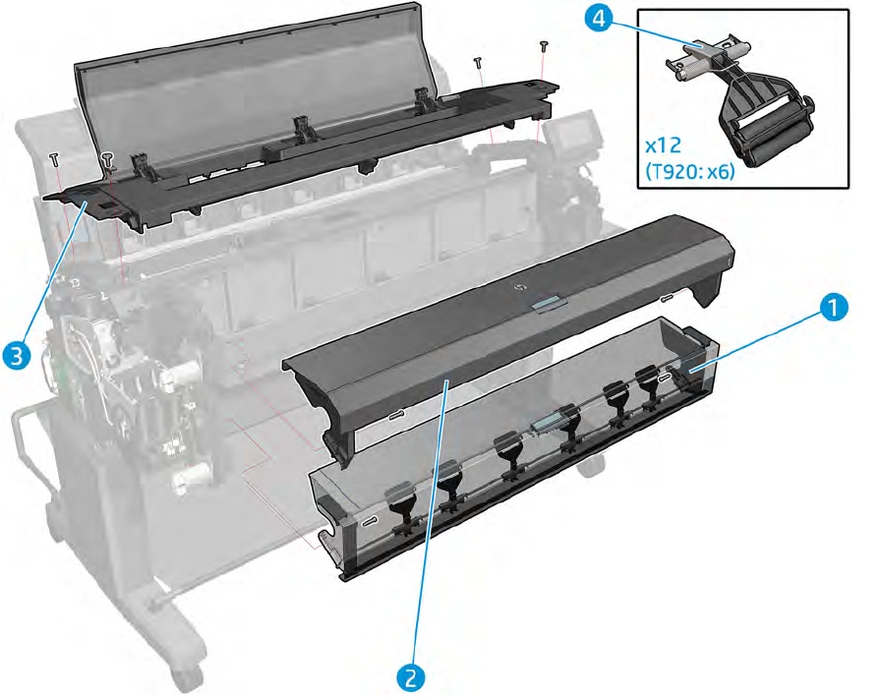 Bottom Roll Cover Assembly - For DesignJet T920, T1500, T2500, T3500 Series (CR357-67036, B9E24-67003)