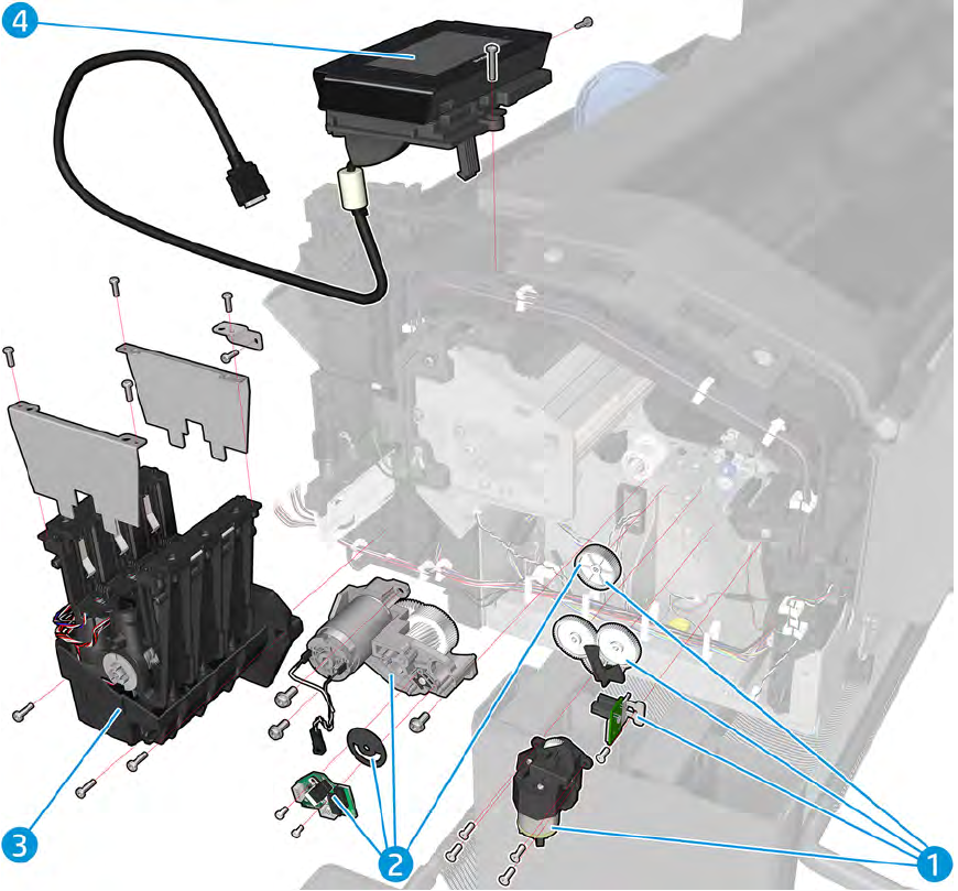 Front panel ink service station - For the HP DesignJet T920, T930, T1500, T1530, T2500, T2530 Series (CR357-67028)