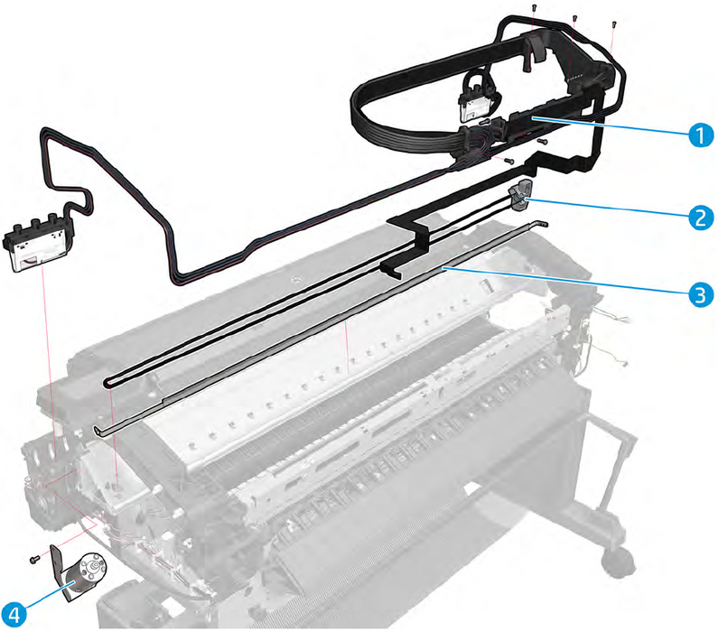 Ink tubes and trailing cable supply station assembly - For the HP DesignJet T920 / T1500 / T1600 / T2500 / T2600 / T3500 / T7200 Series (CR357-67027)