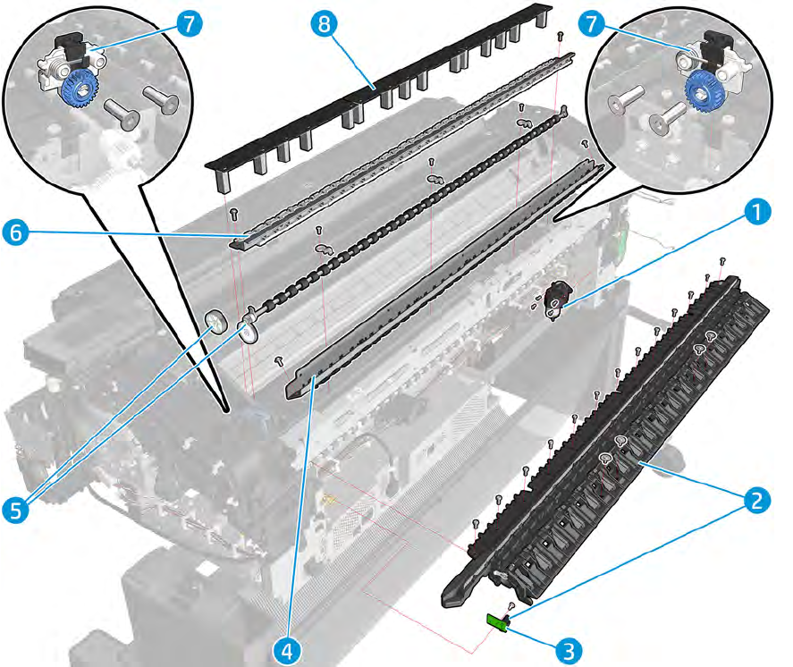 Starwheel lifter support assembly - For the HP DesignJet T920 / T1500 / T1600 / T2500 / T2600 Series (CR357-67086)