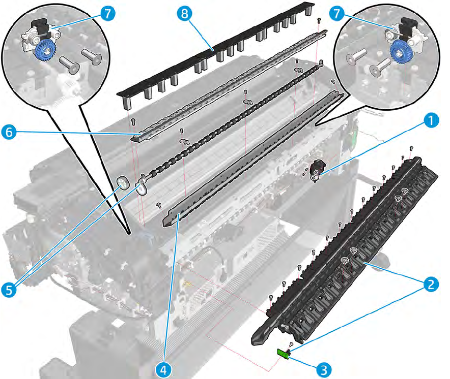 36-inch Metal Sheet Starwheel Assembly - For the HP DesignJet T920 / T1500 / T1600 / T2500 / T2600 / T3500 / T7200 Series (CR354-67004)
