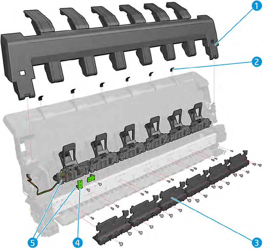 Stacker Arms assembly - For the DesignJet T920, T1500,T2500 series (CR357-67082, CR354-67002)
