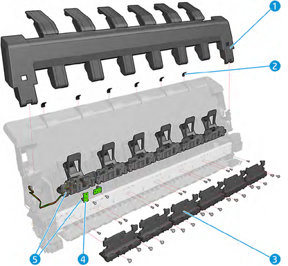 Stacker Arms assembly - For the DesignJet T920, T1500,T2500 series (CR357-67082, CR354-67002)