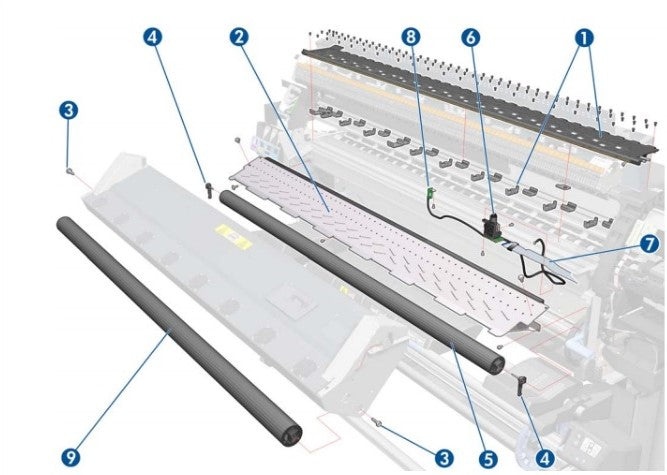 HP CH955-67065 Output Roller Support for HP Designjet L26500 www.wideimagesolutions.com  14.10