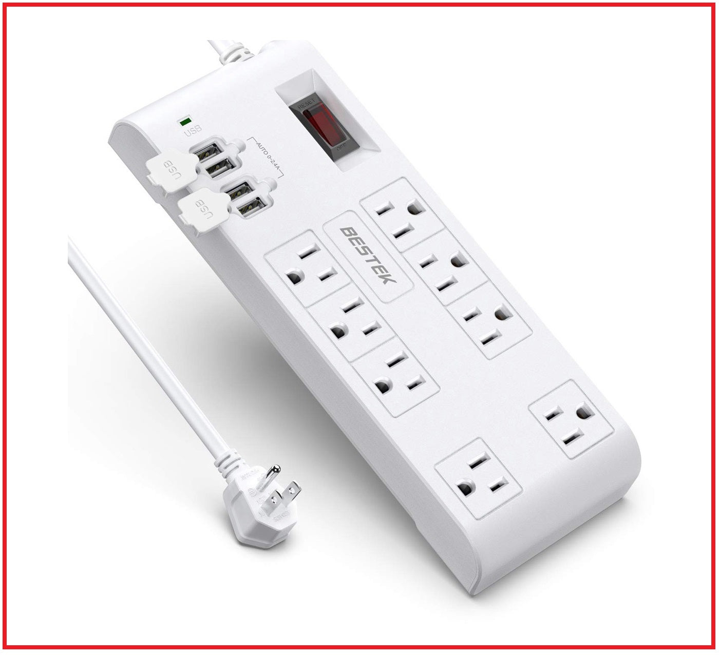 8 OUTLET POWER STRIP WITH USB SURGE PROTECTOR www.wideimagesolutions.com  39.99